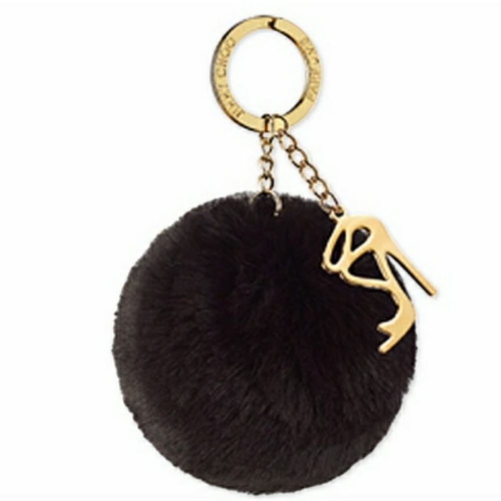 JIMMY CHOO POMPOM KEY RING BAG CHARM